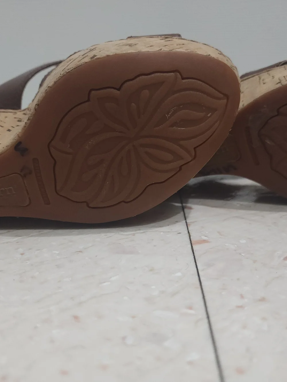 Born Brown Leather Cork Wedge Sandals